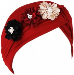 Skullies & Beanies Women's African Flower Pattern Shower Cap Boho Style Bath Hat Wide Band Sleep Headwear Bonnets for Women/G...