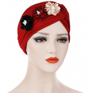 Skullies & Beanies Women's African Flower Pattern Shower Cap Boho Style Bath Hat Wide Band Sleep Headwear Bonnets for Women/G...