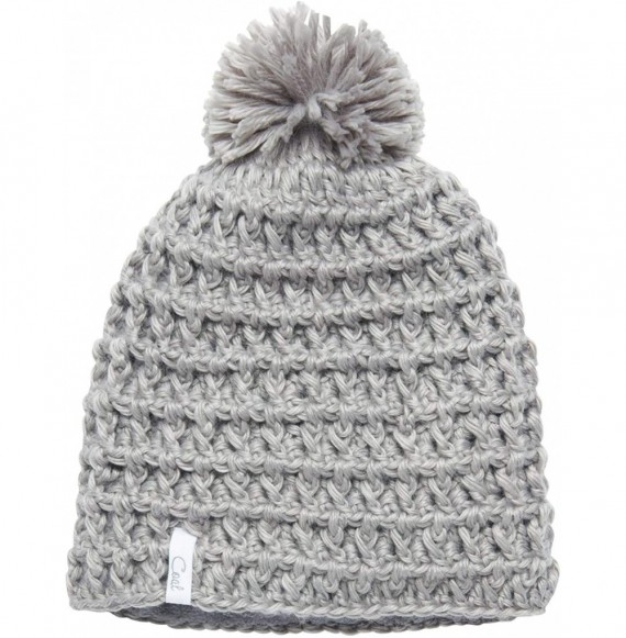 Skullies & Beanies Waffle Knit Pom Beanie Winter Hat- Light Grey - CI18YGHU0L7