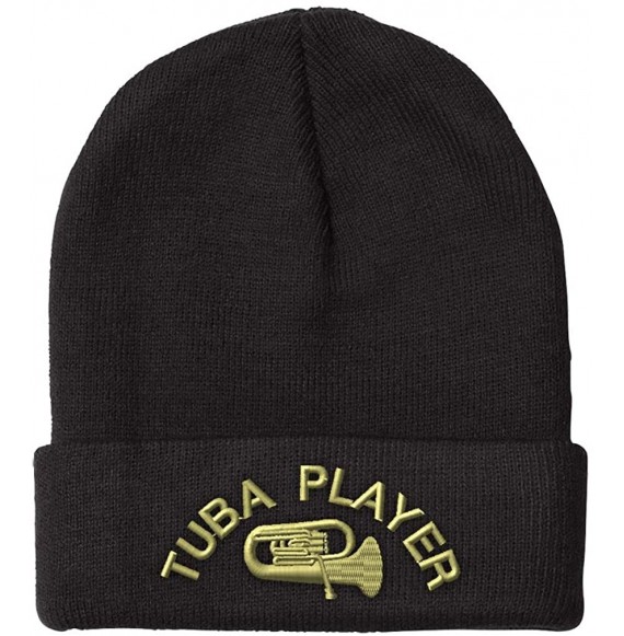 Skullies & Beanies Beanie for Men & Women Tuba Player Embroidery Acrylic Skull Cap Hat 1 Size - Black - CQ1260H3EPL