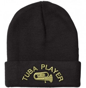 Skullies & Beanies Beanie for Men & Women Tuba Player Embroidery Acrylic Skull Cap Hat 1 Size - Black - CQ1260H3EPL