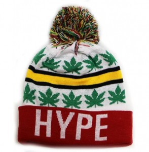 Skullies & Beanies Sk1161 Hype Leaves Pom Pom Beanie Hats - White/Red - CC11PLASY1H