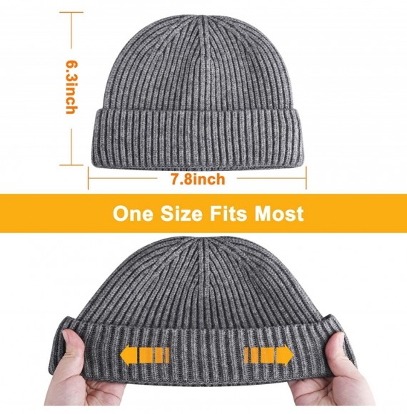 Skullies & Beanies 50% Wool Short Knit Fisherman Beanie for Men Women Winter Cuffed Hats - Yellow - CE18AA0SG9D