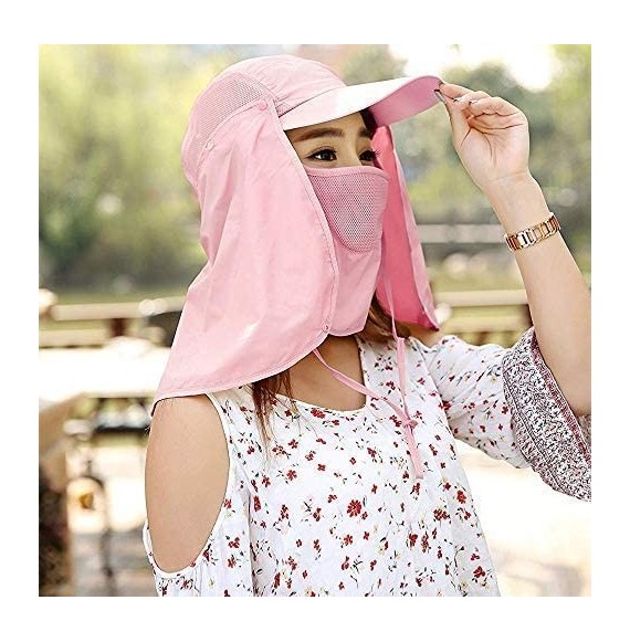 Sun Hats Outdoor UPF 50+ UV Sun Protection Waterproof Breathable Face Neck Flap Cover Folding Sun Hat for Men/Women - Pink - ...