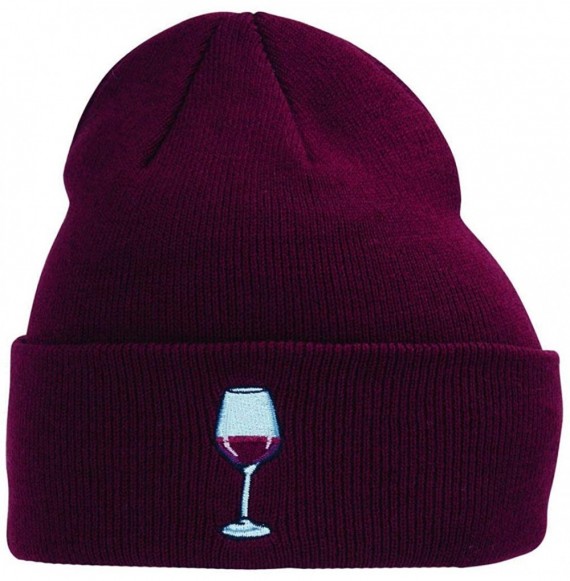 Skullies & Beanies mens the Crave Fine Knit Cuffed Beanie Hat - Wine - CC18CA4O83M