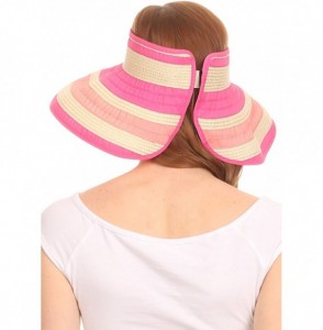 Sun Hats Womens Packable Travel Hat Sun Protection Summer Shapeable- Many Styles - Pink Stripe Straw - CP12E4IM4E5