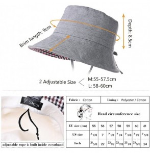 Sun Hats Crushable Summer Sunhat Women SPF50 100% Cotton Safari Beach Bucket Hats 55-59CM - 99004_blue - CZ18EM6O94S