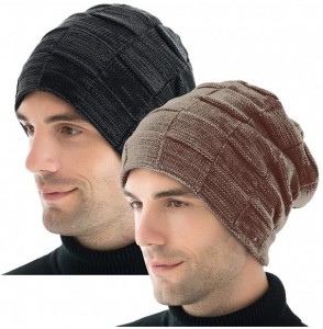 Skullies & Beanies Winter Beanie Hats for Men with Thick Fleece Lined- Warm Stretch Knitted Skull Hats Chunky Slouchy Winter ...