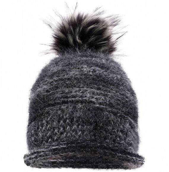 Skullies & Beanies Women's Ultra-Soft Faux Fur Pompom Multicolor Knit Winter Beanie - Mix Grey - CN1895XOEXI