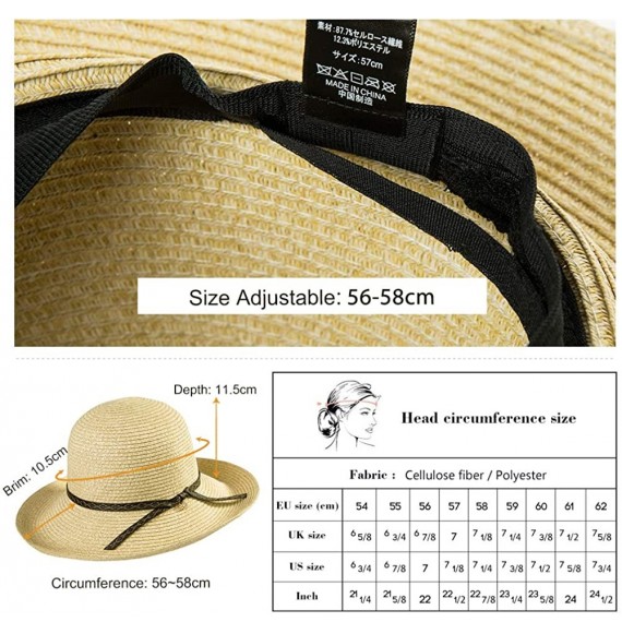 Sun Hats Womens UPF 50 Straw Sun Hat Floppy Wide Brim Fashion Beach Accessories Packable & Adjustable - 16036beige - CU18R6TUGX9