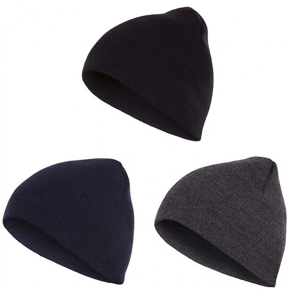 Skullies & Beanies Beanies Hats Caps Short Uncuffed Knit Soft Warm Winter for Men Women - Navy - C218KRCCUG2