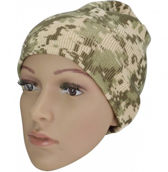 Skullies & Beanies Beanie Cap 8" Hat (Digital Camouflage) - C411FXUN12X