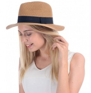 Sun Hats Women Straw Hat Panama Fedoras Beach Sun Hats Summer Cool Wide Brim UPF50+ - Brown a - CV18U0CAHLM