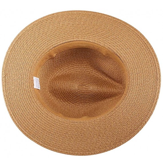 Sun Hats Women Straw Hat Panama Fedoras Beach Sun Hats Summer Cool Wide Brim UPF50+ - Brown a - CV18U0CAHLM