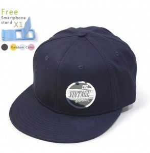 Baseball Caps Premium Plain Cotton Twill Adjustable Flat Bill Snapback Hats Baseball Caps - Navy - CW12BIX4K0Z