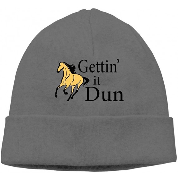 Skullies & Beanies Gettin' It Dun Horse Beanie Cap Knit Caps Mens Slouchy Soft - Deepheather - C718L7N4GSU