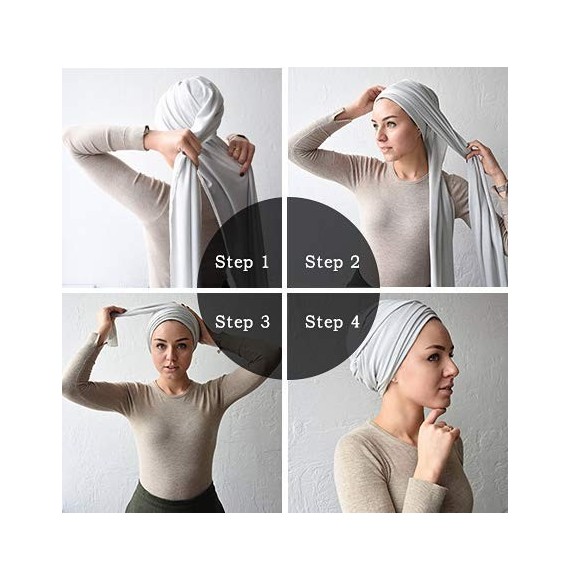 Headbands Women' Soft Stretch Headband Long Head Wrap Scarf Turban Tie (Black) - Black - C218GHG5OUK