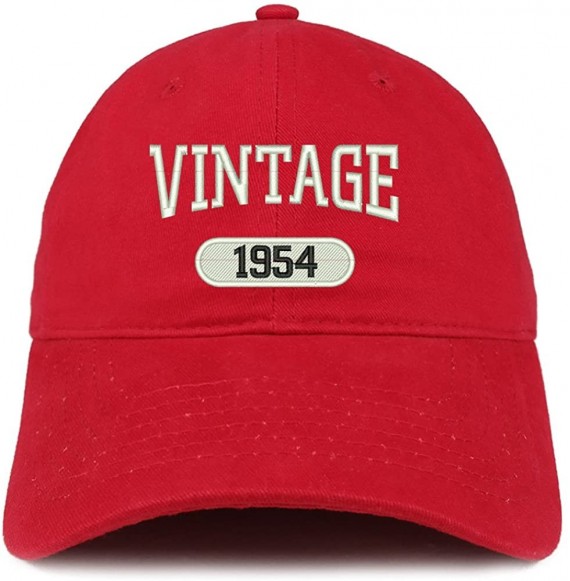 Baseball Caps Vintage 1954 Embroidered 66th Birthday Relaxed Fitting Cotton Cap - Red - CL12O7T6OW6