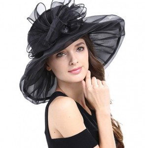 Sun Hats Women's Kentucky Derby Fascinators Church Wedding Easter Tea Party Hat - Black - CB124ASWCRH