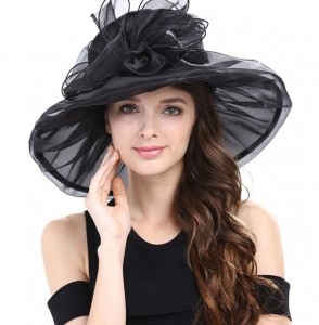 Sun Hats Women's Kentucky Derby Fascinators Church Wedding Easter Tea Party Hat - Black - CB124ASWCRH