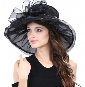 Sun Hats Women's Kentucky Derby Fascinators Church Wedding Easter Tea Party Hat - Black - CB124ASWCRH