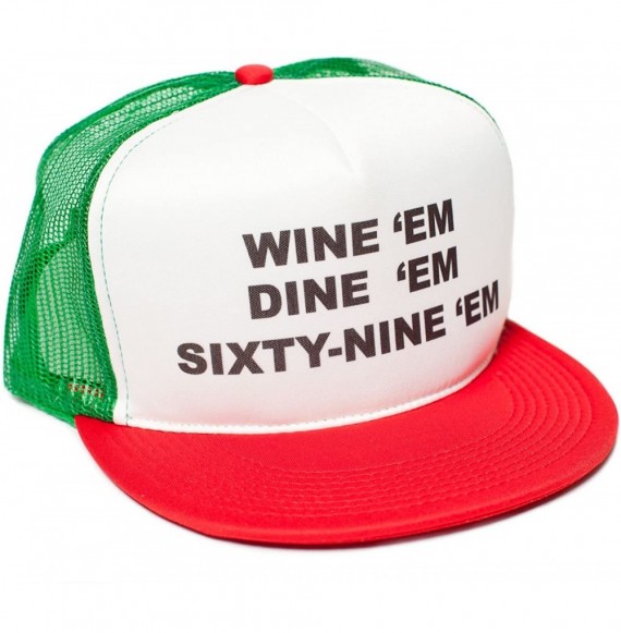 Baseball Caps 69 Flat Bill Unisex-Adult One-Size Trucker Hat - Green/White/Red - C711QOA6RIF