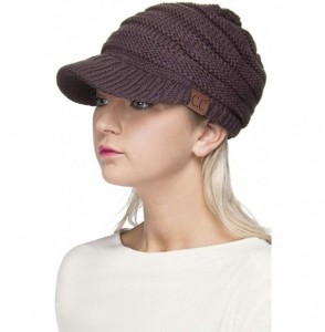 Skullies & Beanies Exclusive Brim Visor Trendy Warm Chunky Soft Stretch Cable Knit - Brown - CH12K7G7ROP