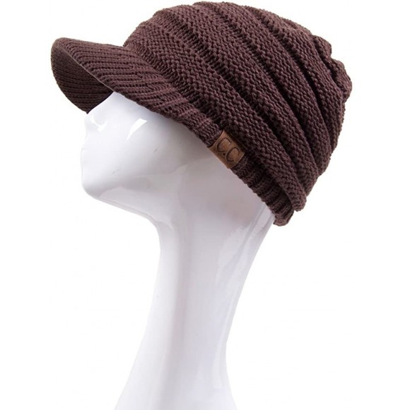 Skullies & Beanies Exclusive Brim Visor Trendy Warm Chunky Soft Stretch Cable Knit - Brown - CH12K7G7ROP