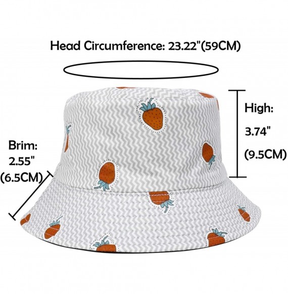 Sun Hats Fashion Fruit Bucket Hat for Women Trendy Strawberry Painted Foldable Summer Cotton Fisherman Sun Caps - CV1983RO20C