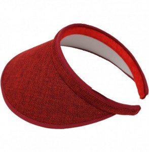 Sun Hats Women's Summer Sun UV Protection Visor Wide Brim Clip on Beach Pool Golf Cap Hat-Polyester - Red - CU18Q7KM0XU