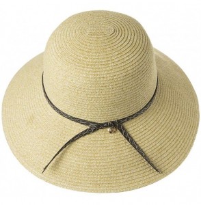 Sun Hats Womens Hand-Crocheted Straw Floppy Sun Hat Foldable UPF Beading Decoration - 16036_beige - CK12FVI9JV3