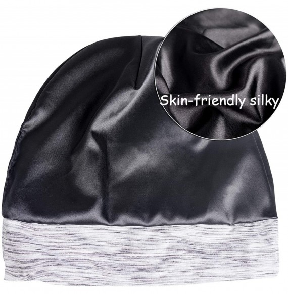 Skullies & Beanies Hair Cover Bonnet Satin Sleep Cap - Adjustable Stay on Silk Lined Slouchy Beanie for Night Sleeping Surgic...