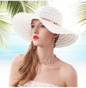 Sun Hats Women Summer Beach Sun Hats Floppy Packable Hat for Women Lace Straw Hats Wide Brim Hat UV UPF Sun Protection - CP19...