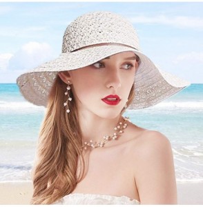 Sun Hats Women Summer Beach Sun Hats Floppy Packable Hat for Women Lace Straw Hats Wide Brim Hat UV UPF Sun Protection - CP19...