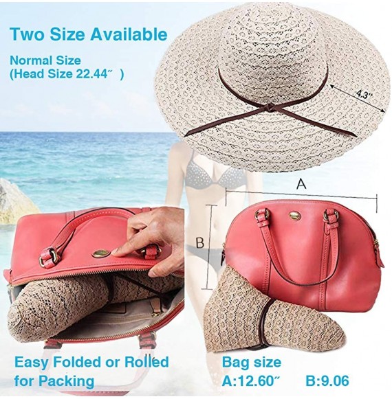 Sun Hats Women Summer Beach Sun Hats Floppy Packable Hat for Women Lace Straw Hats Wide Brim Hat UV UPF Sun Protection - CP19...