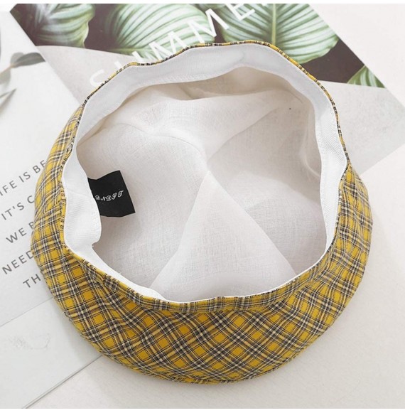 Berets Cotton Vintage Plaid French-Beret Hat Painter-Beanie for Women - White - CO18U828YCG