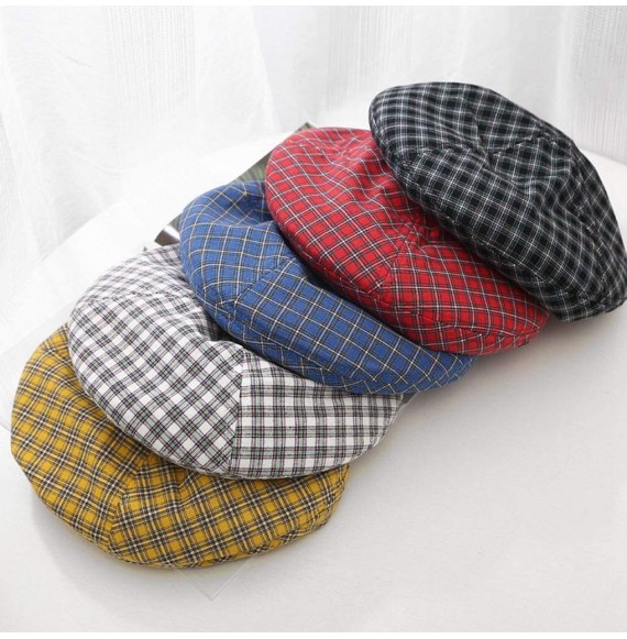 Berets Cotton Vintage Plaid French-Beret Hat Painter-Beanie for Women - White - CO18U828YCG