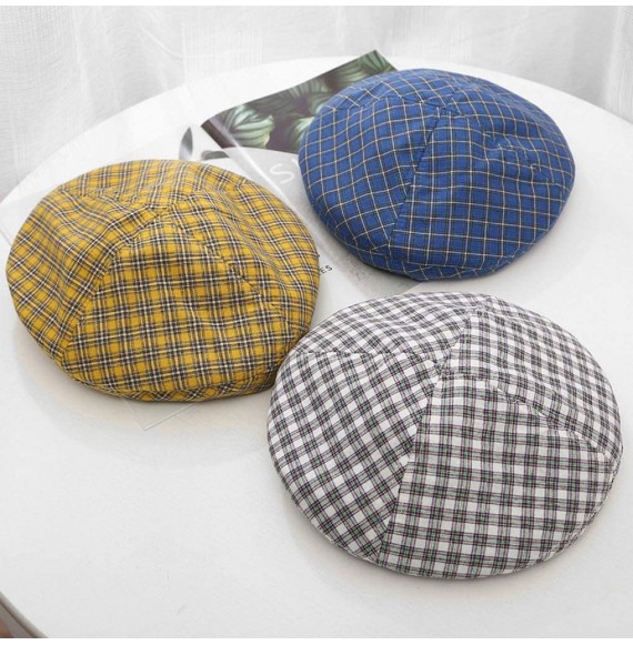 Berets Cotton Vintage Plaid French-Beret Hat Painter-Beanie for Women - White - CO18U828YCG