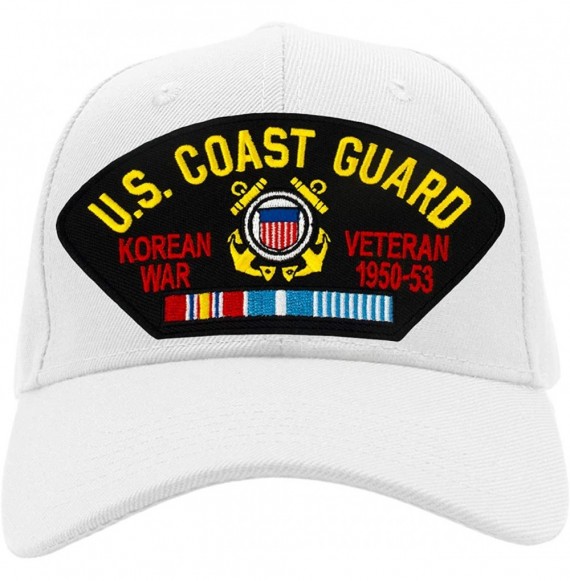 Baseball Caps US Coast Guard - Korean War Veteran Hat/Ballcap Adjustable One Size Fits Most - White - C718IZDN59O