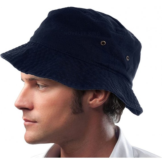 Skullies & Beanies Mens 100% Cotton Fishing Hunting Summer Bucket Cap Hat - Navy - CR11VSYSW95