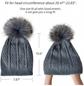 Skullies & Beanies Womens Winter Knit Beanie Hats with Fur Pom Pom Thick Warm Lined Slouchy Beanie Hat Ski Caps - C318HXN6S7Z