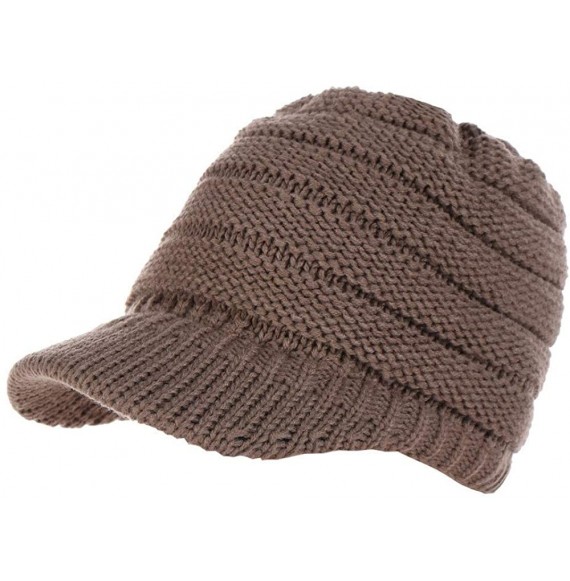 Skullies & Beanies Fashion Knitted Hat Ponytail - Khaki - C218HSQTN0Z