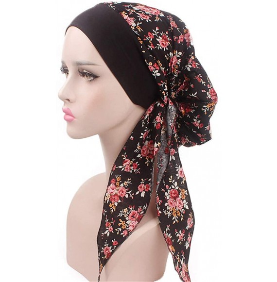 Skullies & Beanies Women Vintage Elastic Wide Band Chemo Head Scarf Turbans Night Sleep Hat Cap - 3 Color Pack B - C618I4R8MX4