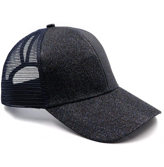 Baseball Caps Ponytail High Buns Ponycaps Baseball Adjustable - Glitter Navy - CH18I7E6G2T