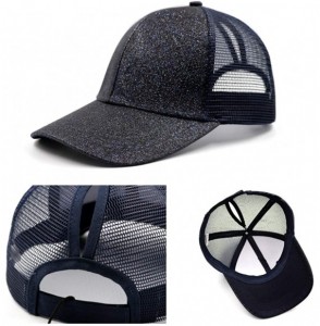 Baseball Caps Ponytail High Buns Ponycaps Baseball Adjustable - Glitter Navy - CH18I7E6G2T