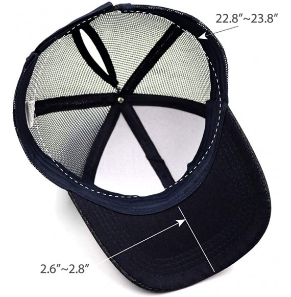 Baseball Caps Ponytail High Buns Ponycaps Baseball Adjustable - Glitter Navy - CH18I7E6G2T