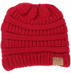 Skullies & Beanies Women's Cat Ears Hat Skull Knit Horsetail Wool Cap - Red Wine - C8188GHZGE7