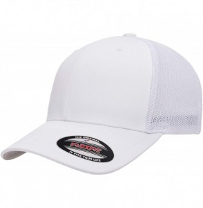 Baseball Caps Trucker Mesh Fitted Cap - White - C9193H5ATY4