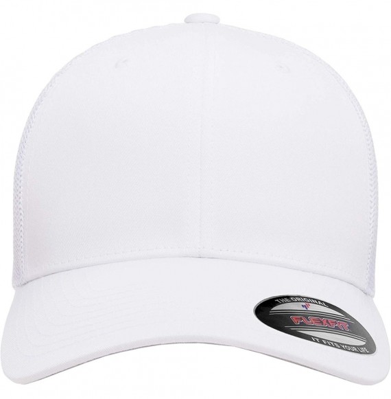 Baseball Caps Trucker Mesh Fitted Cap - White - C9193H5ATY4