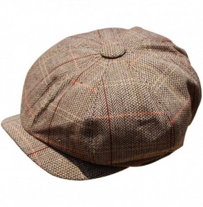 Newsboy Caps Vintage Newsboy Applejack Cabbie Driving Casual Ivy Cap Hat Brown Plaid - Khaki - C418M7WU78L